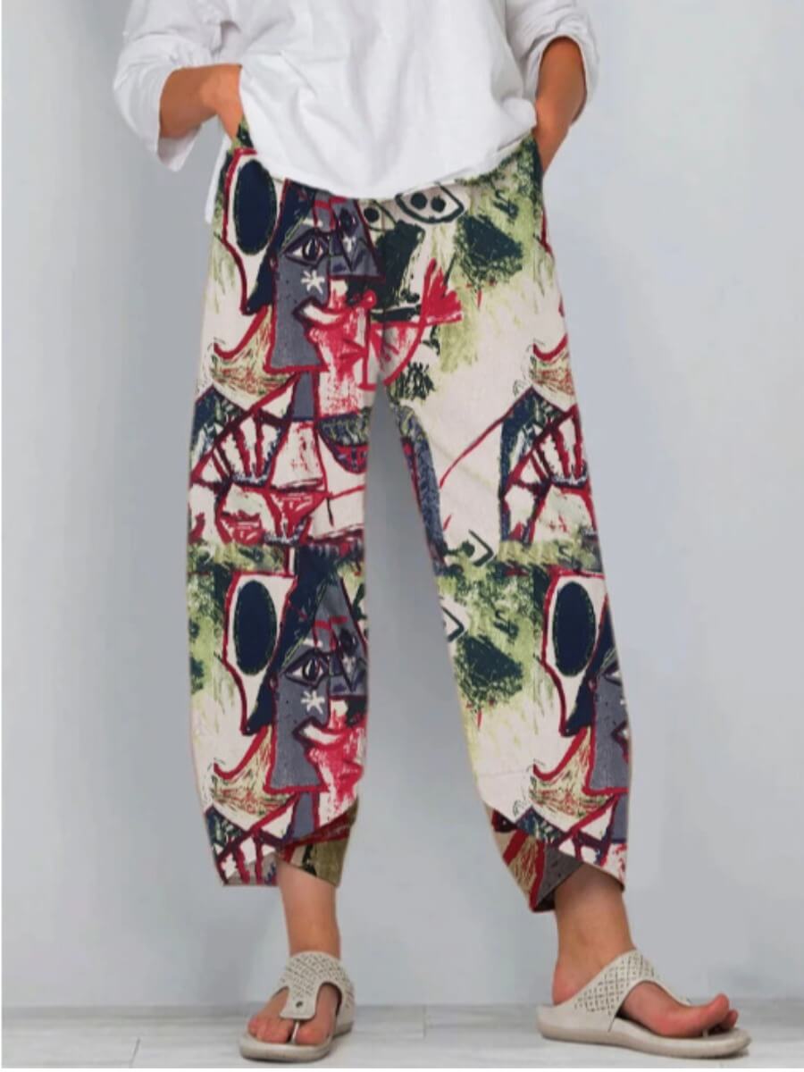 

Lovely Bohemian Print Loose Green Pants