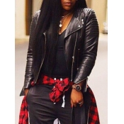 Lovely Stylish Turndown Collar Zipper Design Black