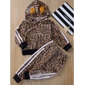 lovely Sportswear Hooded Collar Leopard Print Girl