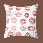 lovely Chic Lip Print White Decorative Pillow Case