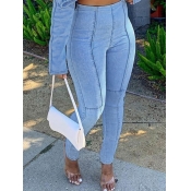 Lovely Trendy Patchwork Baby Blue Jeans