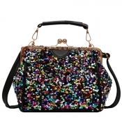 lovely Stylish Sequined Black Crossbody Bag