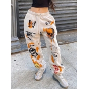 LW Skull Head Butterfly Print Sweatpants