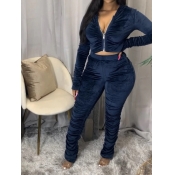 LW Velvet Ruched Zipper Design Pants Set