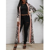Lovely Casual Leopard Print Long Cardigan