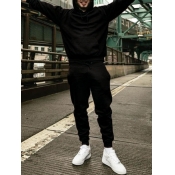 LW BASICS Men Hooded Collar Drawstring Sweatsuit S