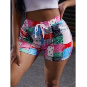 LW Stylish Print Drawstring Pink Shorts