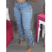 Lovely Casual Camo Print Baby Blue Jeans
