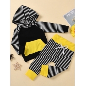 lovely Casual Hooded Collar Striped Patchwork Mult