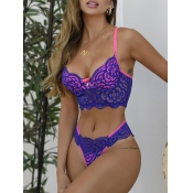 lovely Sexy Lace See-through Purple Bra Sets