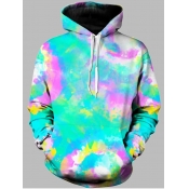 Lovely Men Stylish Hooded Collar Tie-dye Multicolo