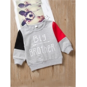 Lovely Sportswear O Neck Letter Print Patchwork Gr