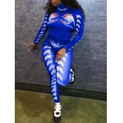 Lovely Sportswear Turtleneck Print Royalblue Two P