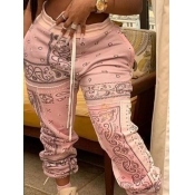 Lovely Casual Print Pink Plus Size Pants