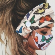Lovely Butterfly Print Multicolor Face Mask(With H
