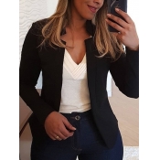 Lovely Stylish Basic Black Plus Size Coat