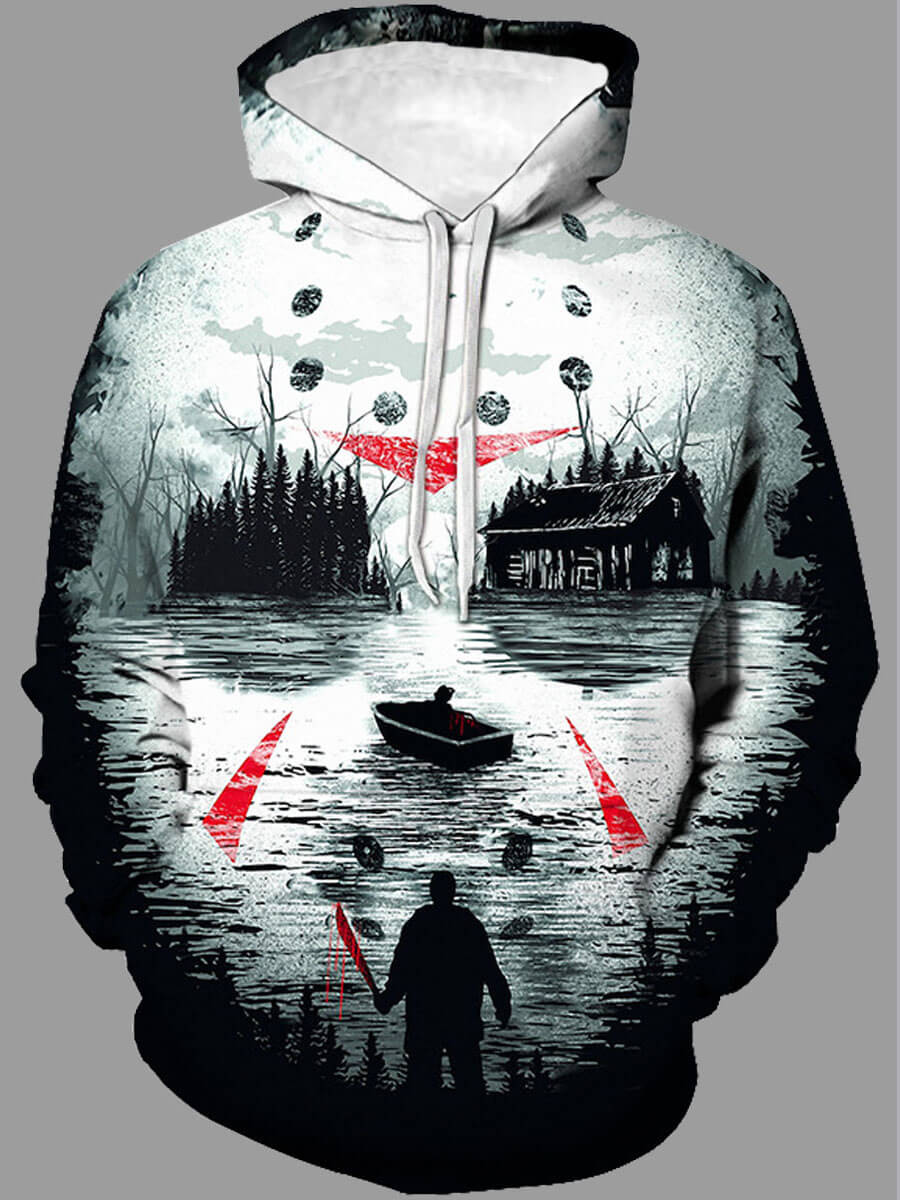 

LW Men Polyester Graffiti Element Loose Hoodies, Multi
