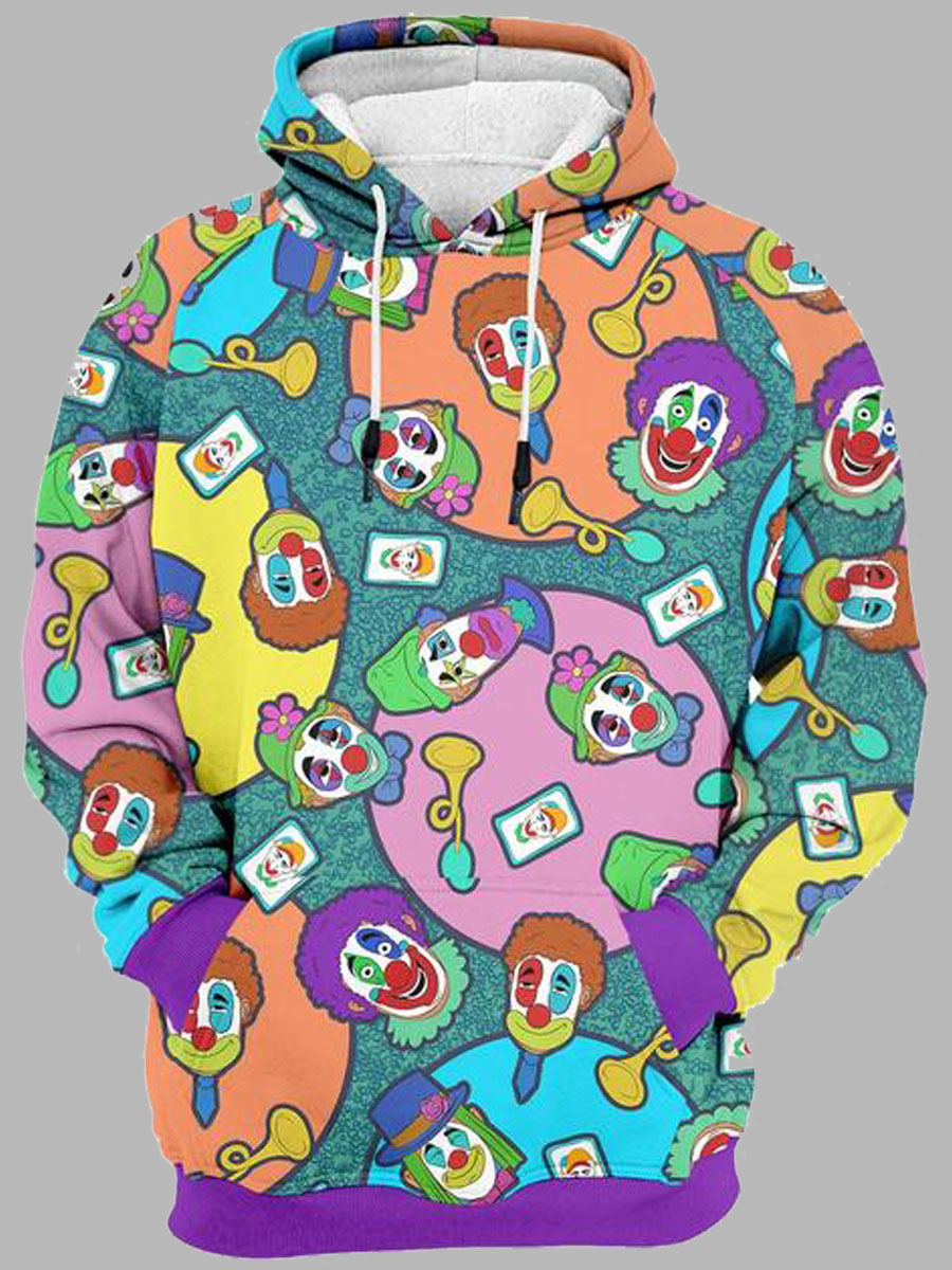 

lovely Casual Hooded Collar Cartoon Print Multicolor Plus Size Hoodie, Multi