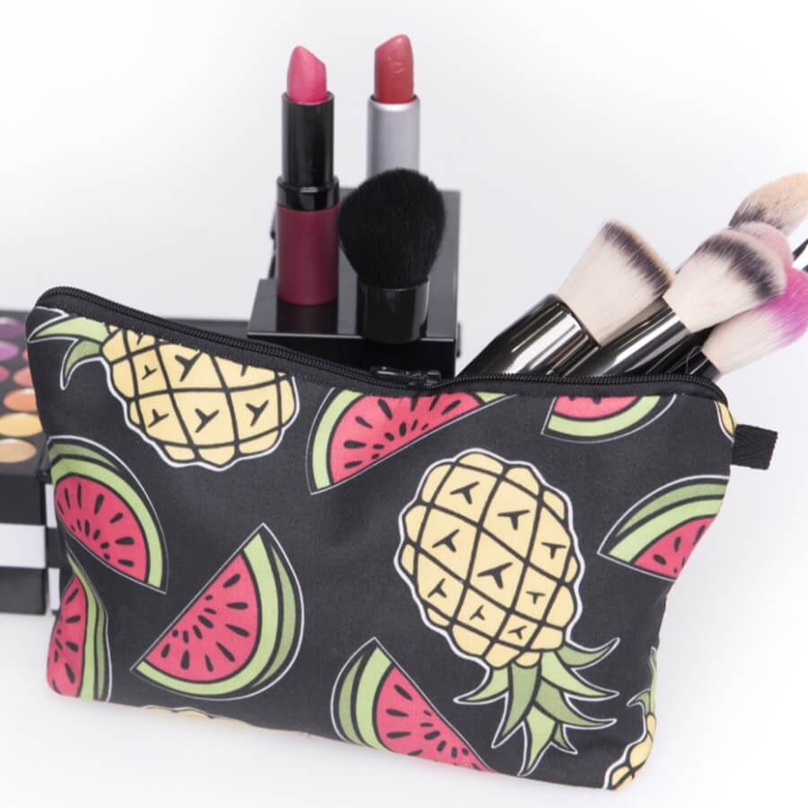 

Lovely Stylish Watermelon Print Black Makeup Bag