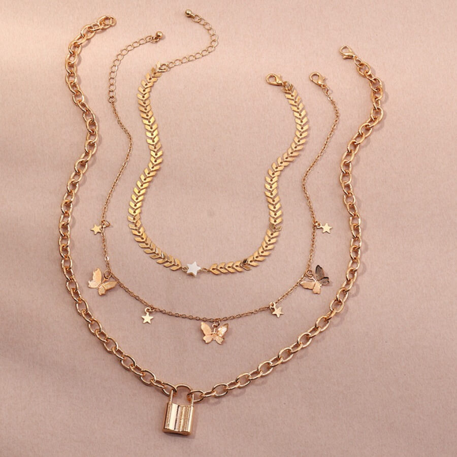 

Lovely Trendy Butterfly Gold Necklace