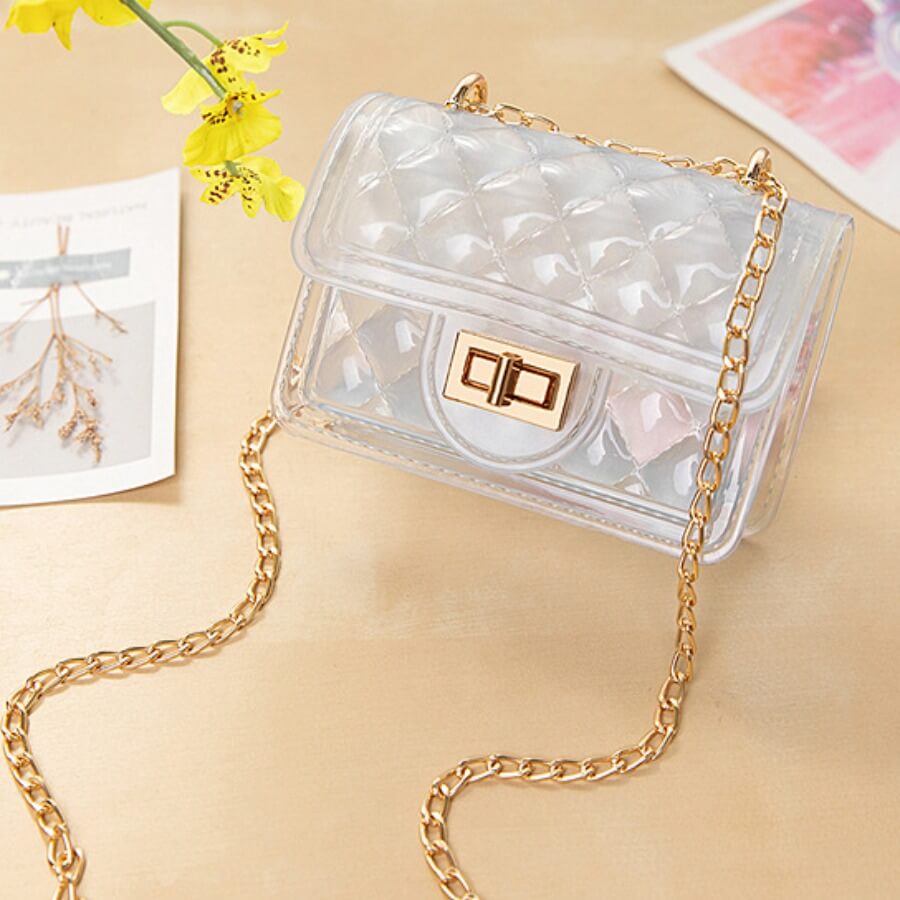 

Lovely Chic Chain Strap Clear Luctte Crossbody Bag