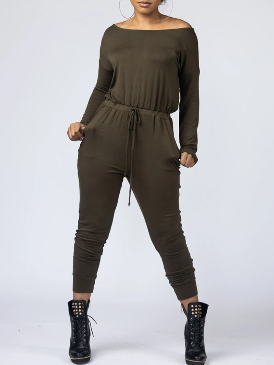 

Lovely Leisure Drawstring Army Green One-piece Jumpsuit