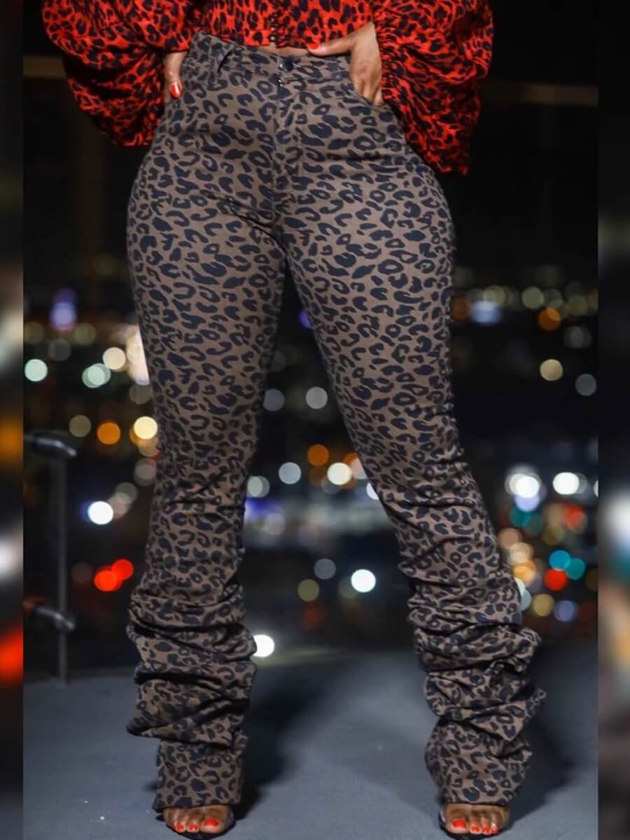 

Lovely Stylish Leopard Print Heap Pants