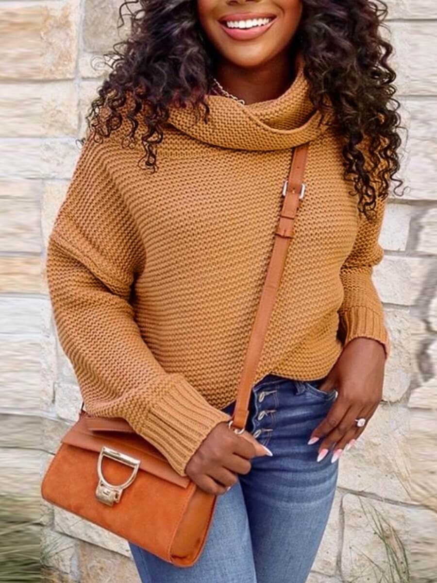 

Lovely Casual Turtleneck Loose Yellow Sweater