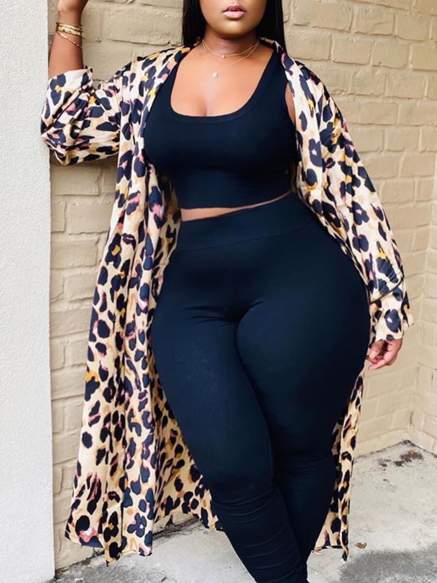 

Lovely Casual Leopard Print Plus Size Coat