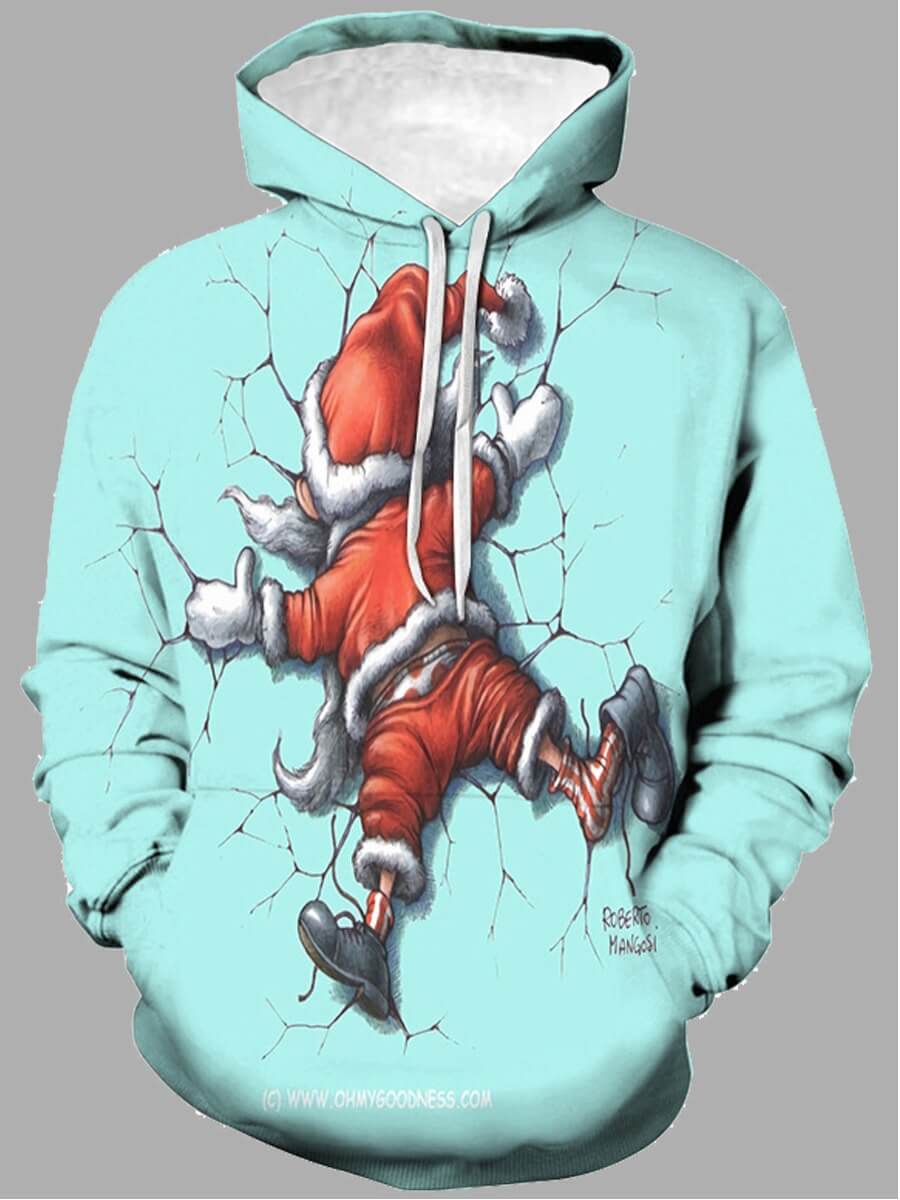 

Lovely Leisure Hooded Collar Print Baby Blue Men Hoodie