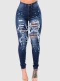 LW High Stretchy Raw Edge Ripped Jeans