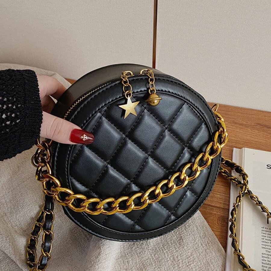 

Lovely Stylish Chain Strap Black Crossbody Bag
