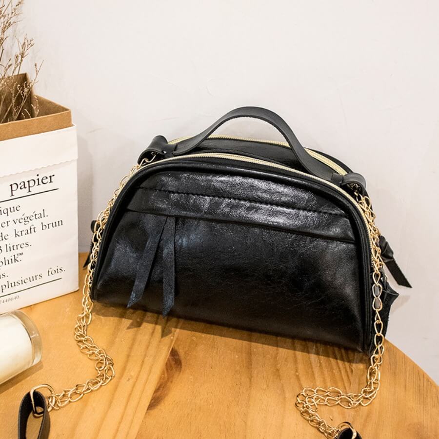 

Lovely Vintage Chain Strap Black Crossbody Bag