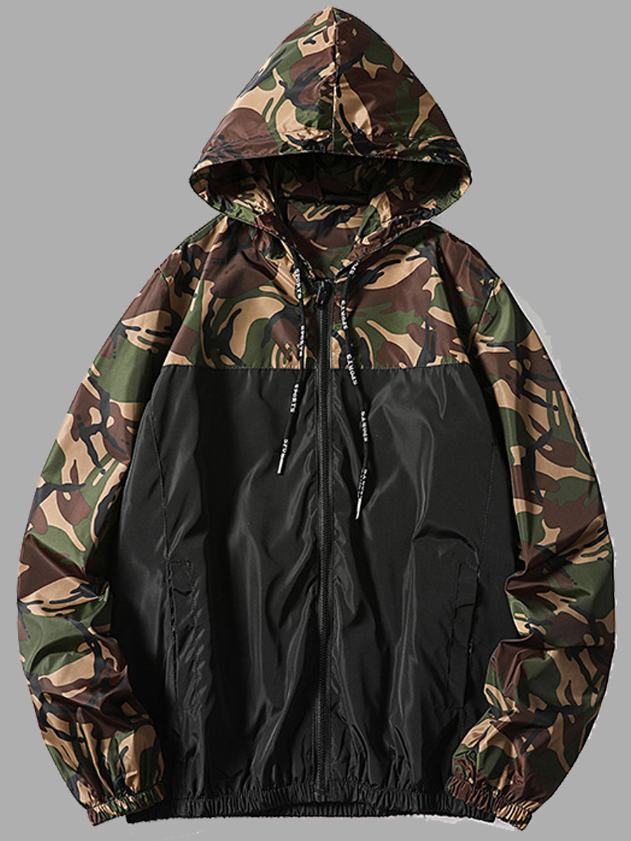

lovely Casual Camo Print Patchwork Green Men Jacket