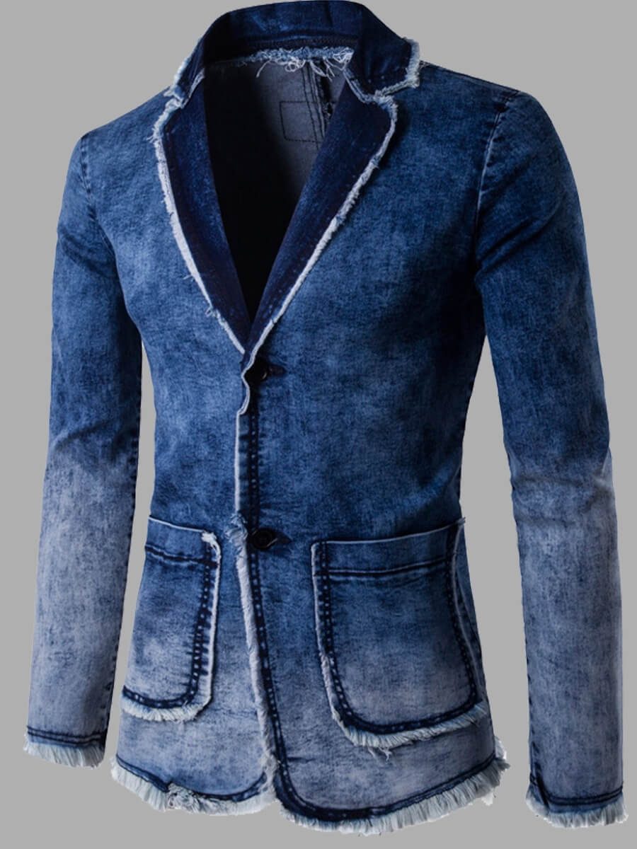 

Lovely Casual Tie-dye Blue Men Jacket