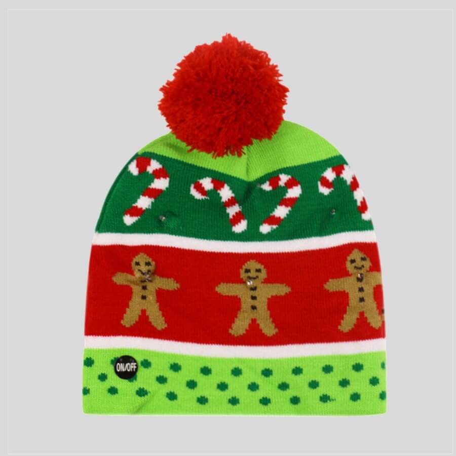

Lovely Christmas Print Patchwork Light Green Hat