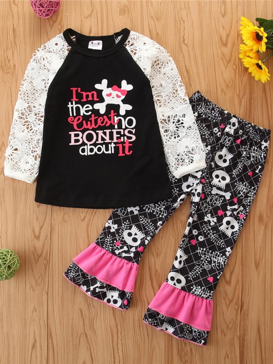 

Lovely Casual O Neck Print Patchwork Black Girl Two-piece Pants Set