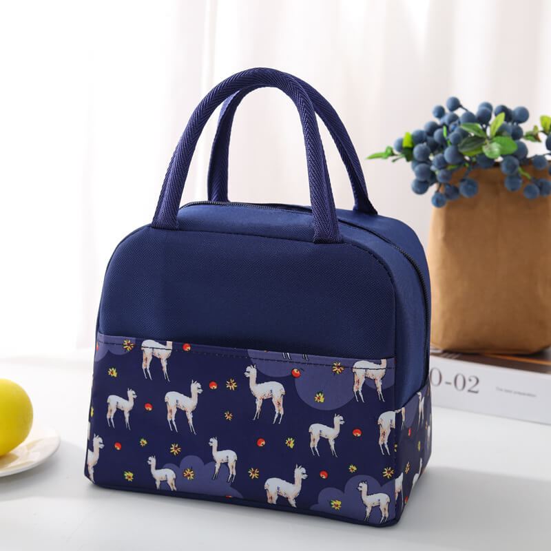

Lovely Stylish Print Patchwork Deep Blue Lunch Box Bag