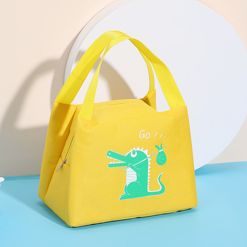 

Lovely Trendy Print Zipper Design Yellow Lunch Box Bag