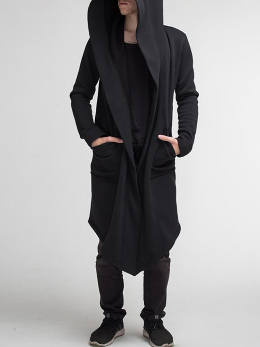 

Lovely Street Hooded Collar Loose Black Trench Coat