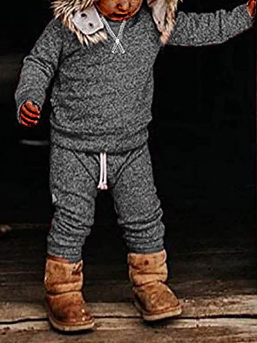 

Lovely Sportswear O Neck Basic Grey Boy Two-piece Pants Set
