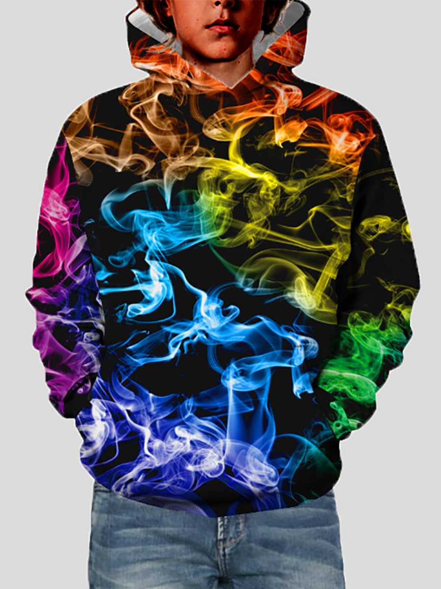

Lovely Street Hooded Collar Print Black Boy Hoodie