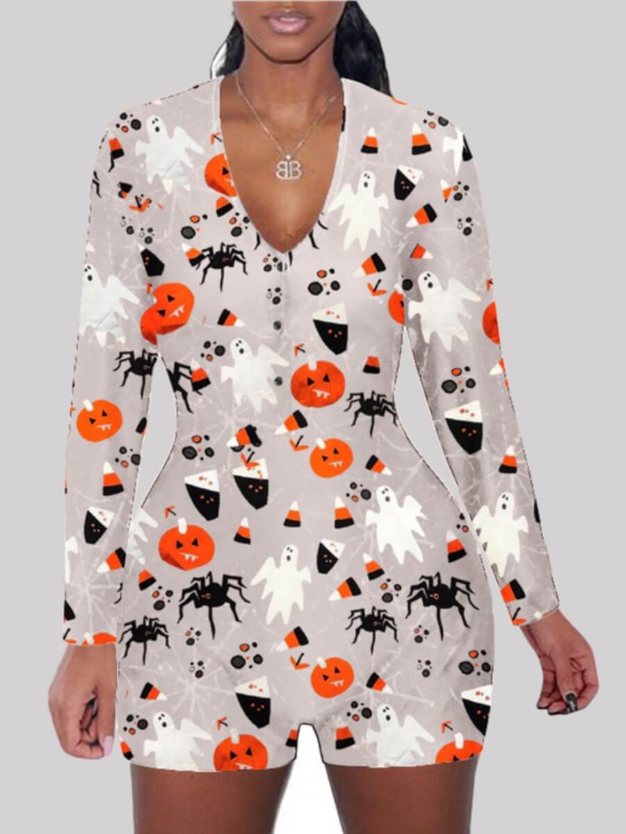 

Lovely Leisure V Neck Print Jacinth Sleepwear