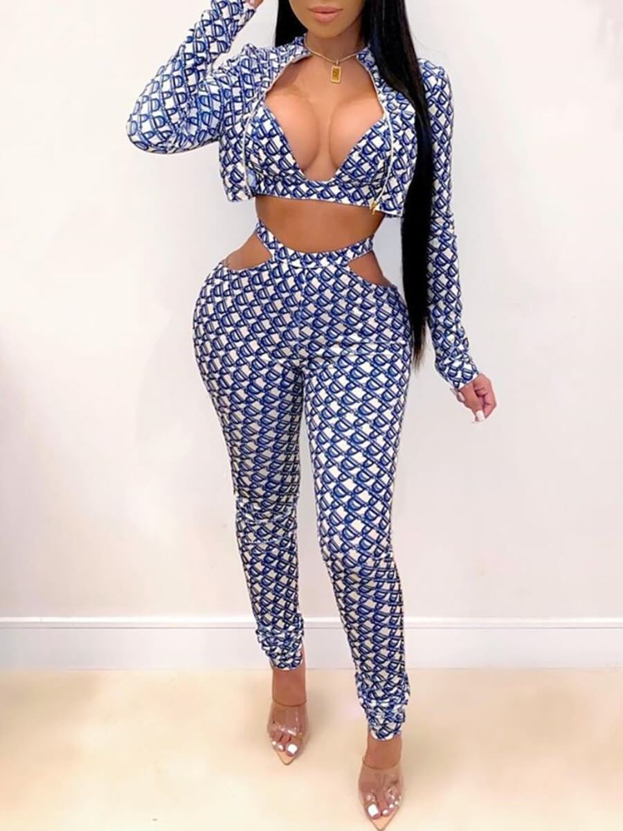 

Lovely Stylish Letter Print White Three Piece Pants Set