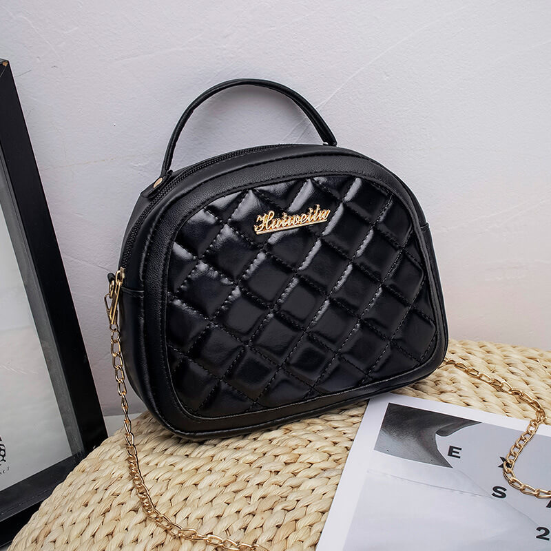 

Lovely Vintage Chain Strap Black Crossbody Bag