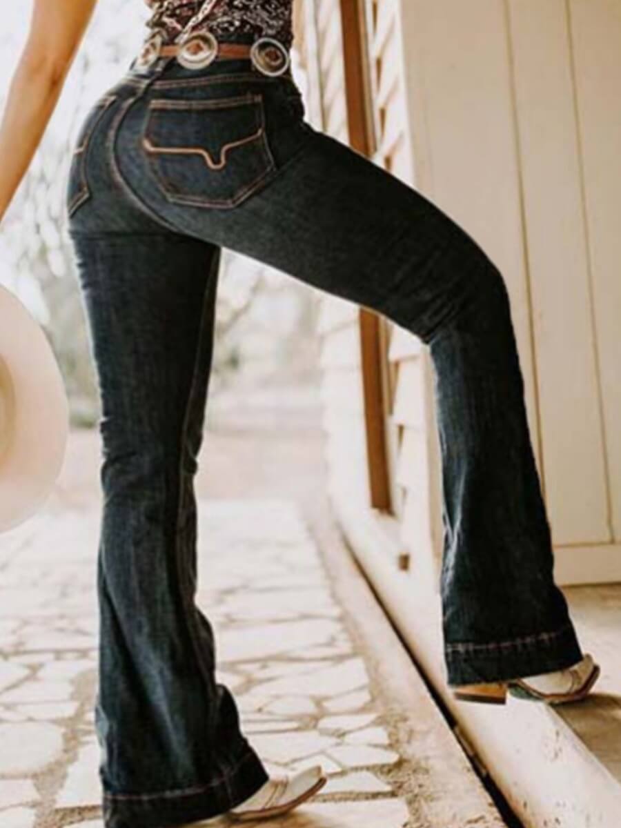 

Lovely Stylish High-waisted Embroidered Black Jeans