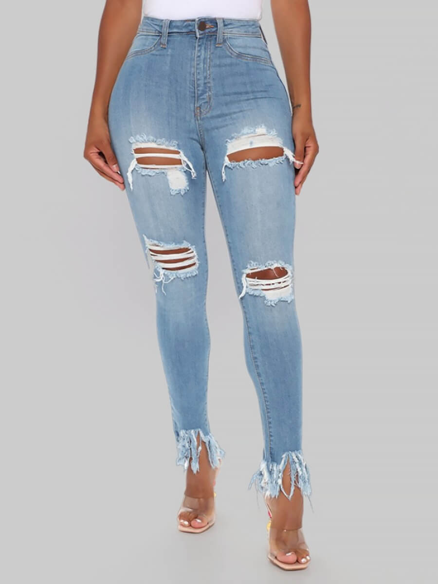 

Lovely Street Broken Holes Skyblue Jeans
