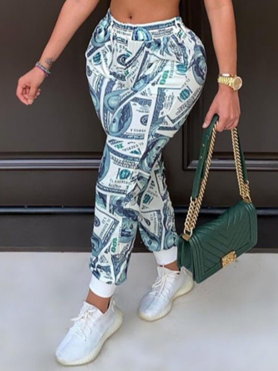 

Lovely Street Print Skinny White Pants