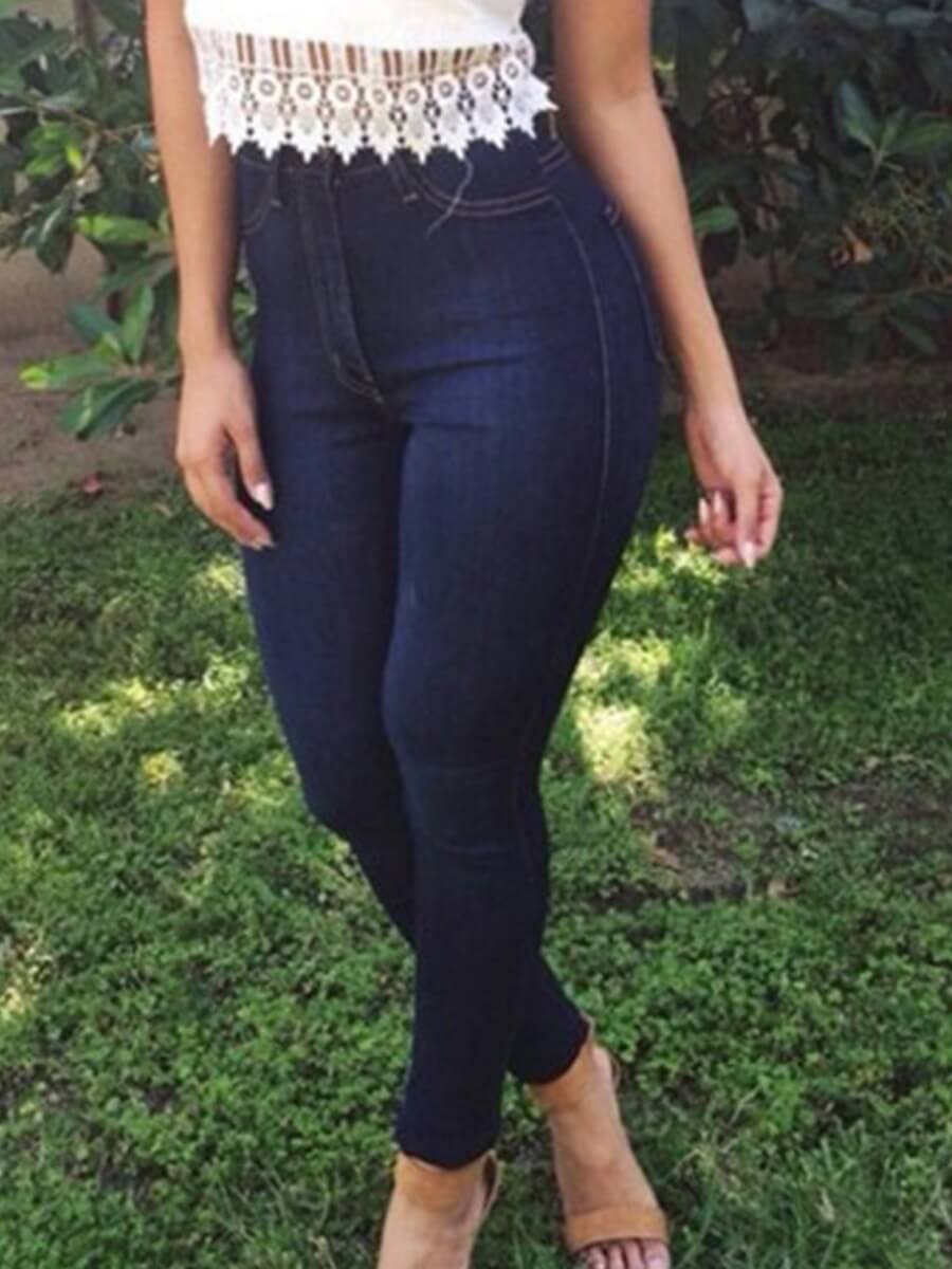 

Lovely Casual Basic Skinny Deep Blue Jeans