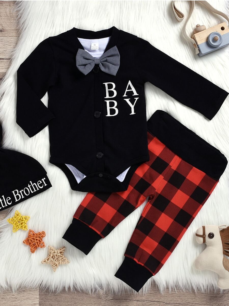 

Lovely Casual V Neck Print Black Boy Two-piece Pants Set